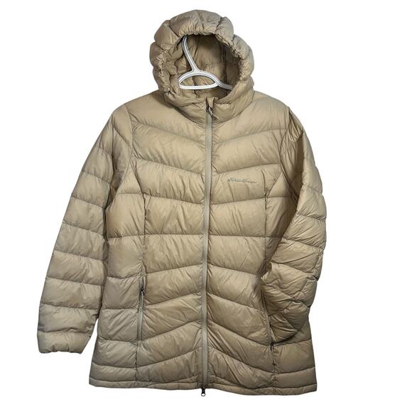 Eddie Bauer EB650 Down Puffer Jacket Womens L Lightweight Packable Warm Travel - Picture 1 of 14